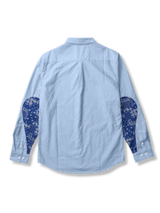 ウォッシュ加工カシューナッツフラワー刺繍オックスフォードシャツ