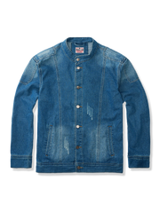 ワイドフィット立襟デニムジャケット