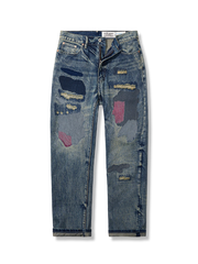 ハンドメイドパッチワークデニムパンツ