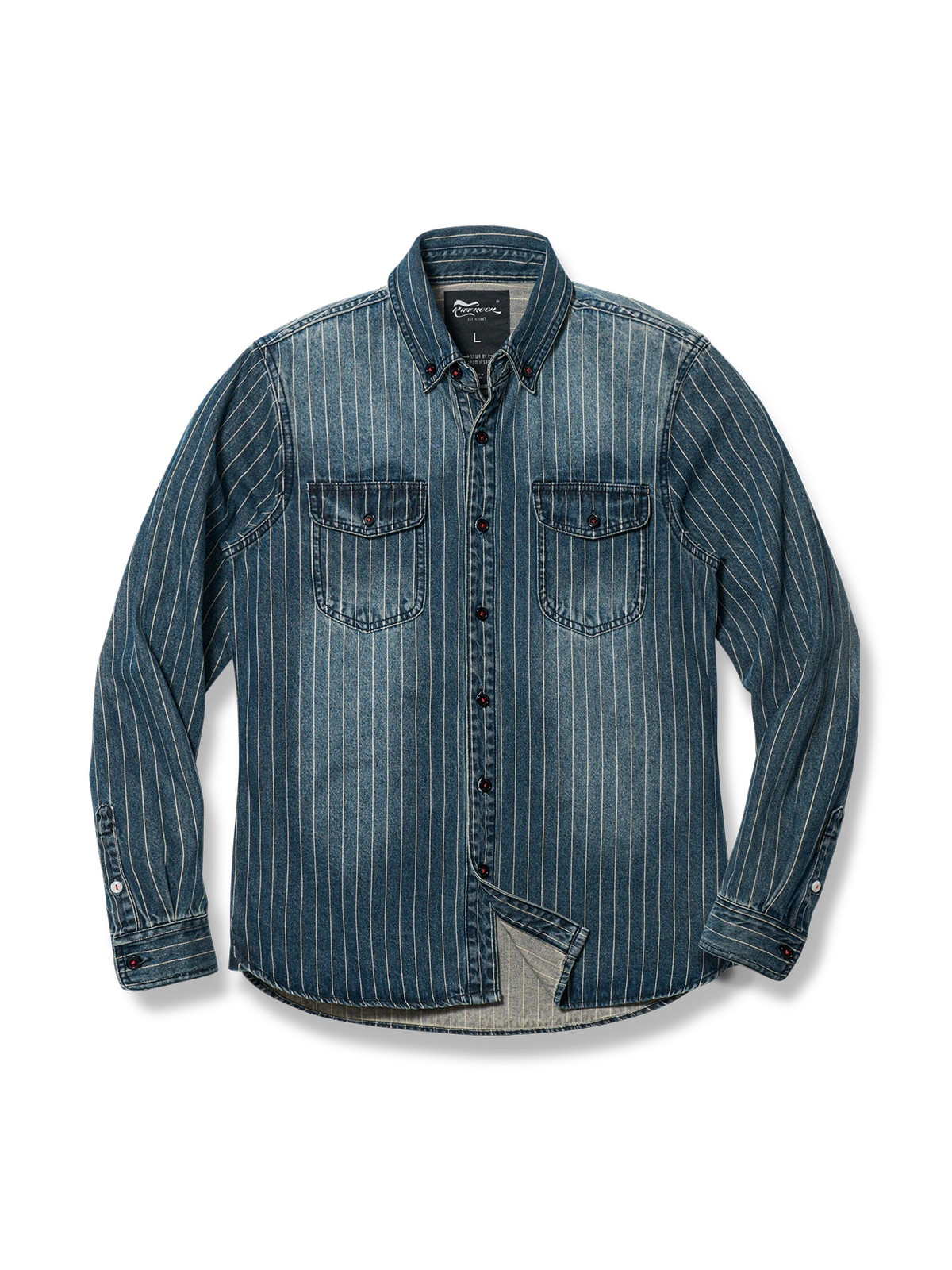 アメカジストライプ柄デニムシャツ