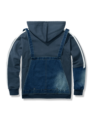 デニムパッチワーク　サスペンダーｘファスナーパーカー