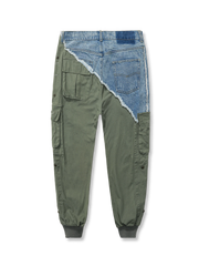 デニムダメージコンビカーゴパンツ