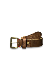 手作り 黄銅バックル　彫刻栃木 レザーベルト