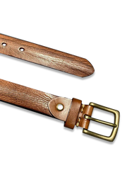 黄銅バックル 彫刻ブライドル レザーベルト