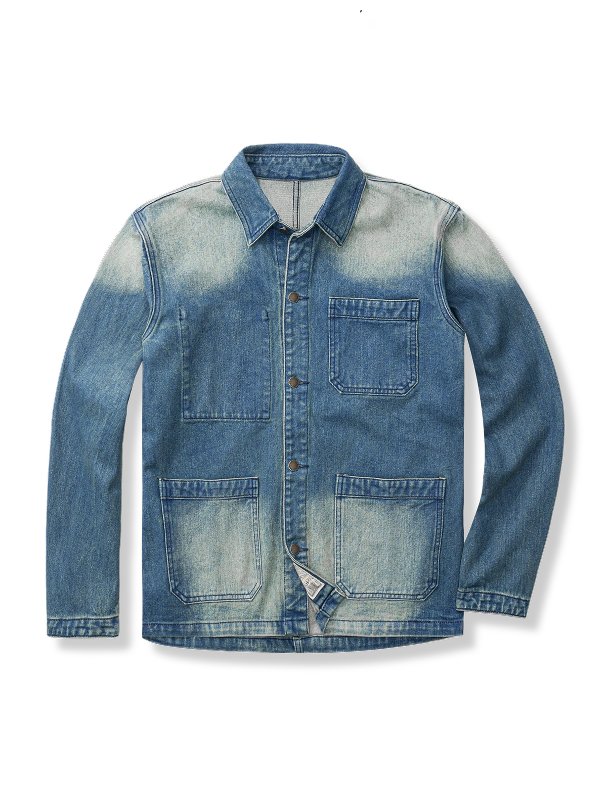 3口ポケット水洗いフレンチワークデニムジャケット