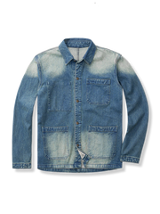 3口ポケット水洗いフレンチワークデニムジャケット