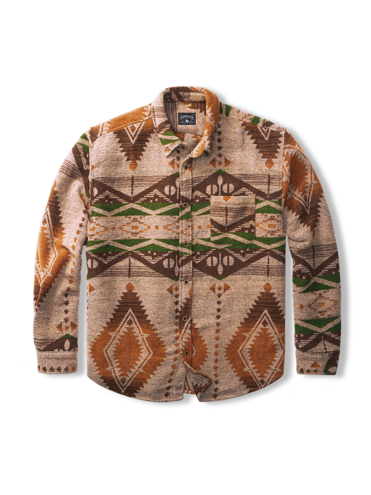 ウォッシュ加工 綿毛織り エスニックシャツ