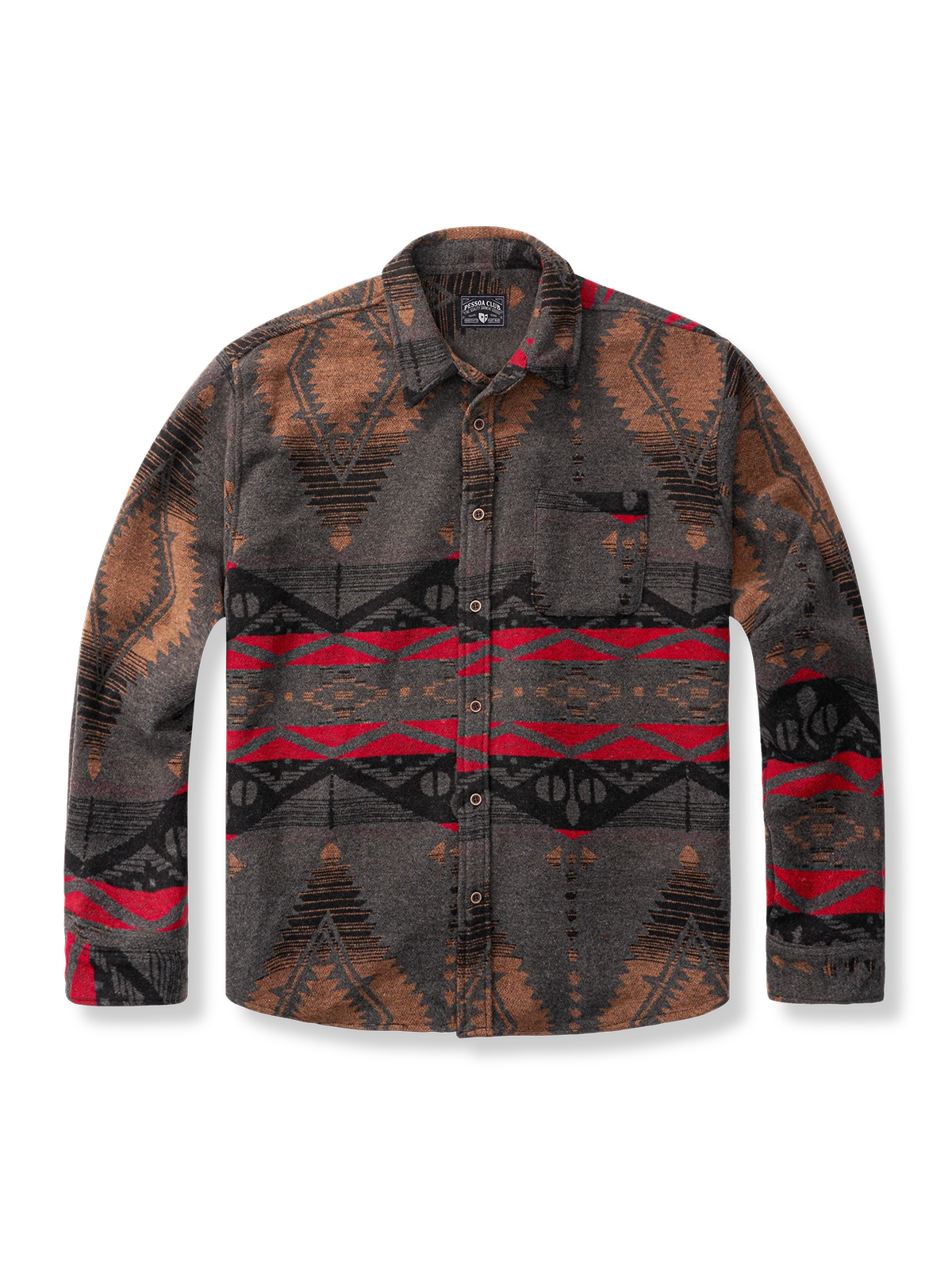 ウォッシュ加工 綿毛織り エスニック シャツ