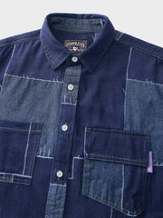 ビンテージ感 溢れる パッチワーク デニムシャツ