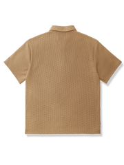 ワッフル ハーフジップ ポロシャツ
