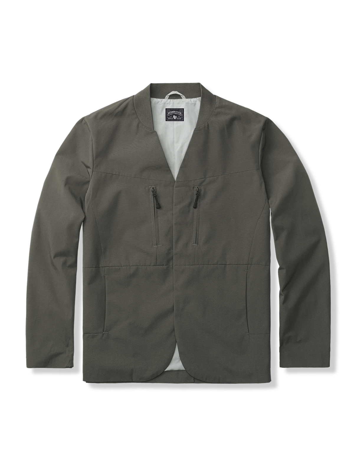 ジップポケット付　ノーカラースーツジャケット