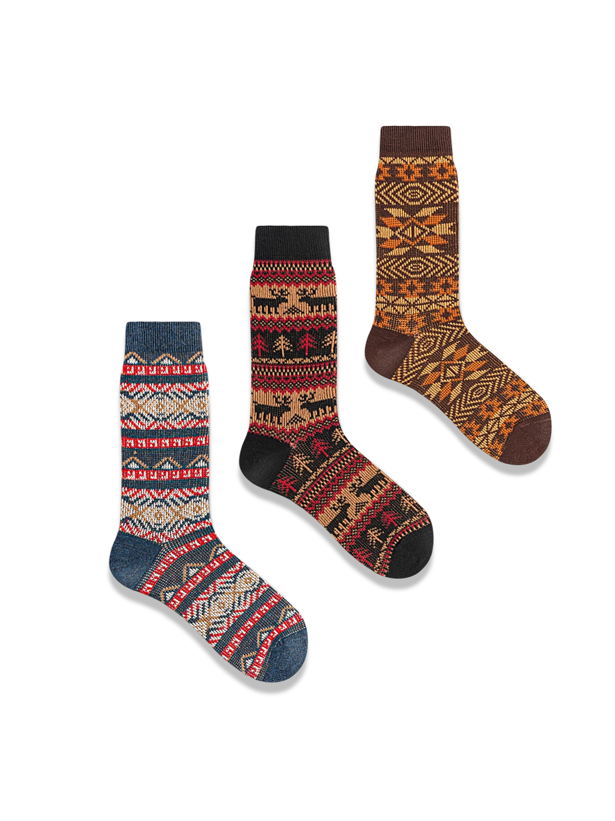 3足セット エスニック柄 厚手ソックス#PP