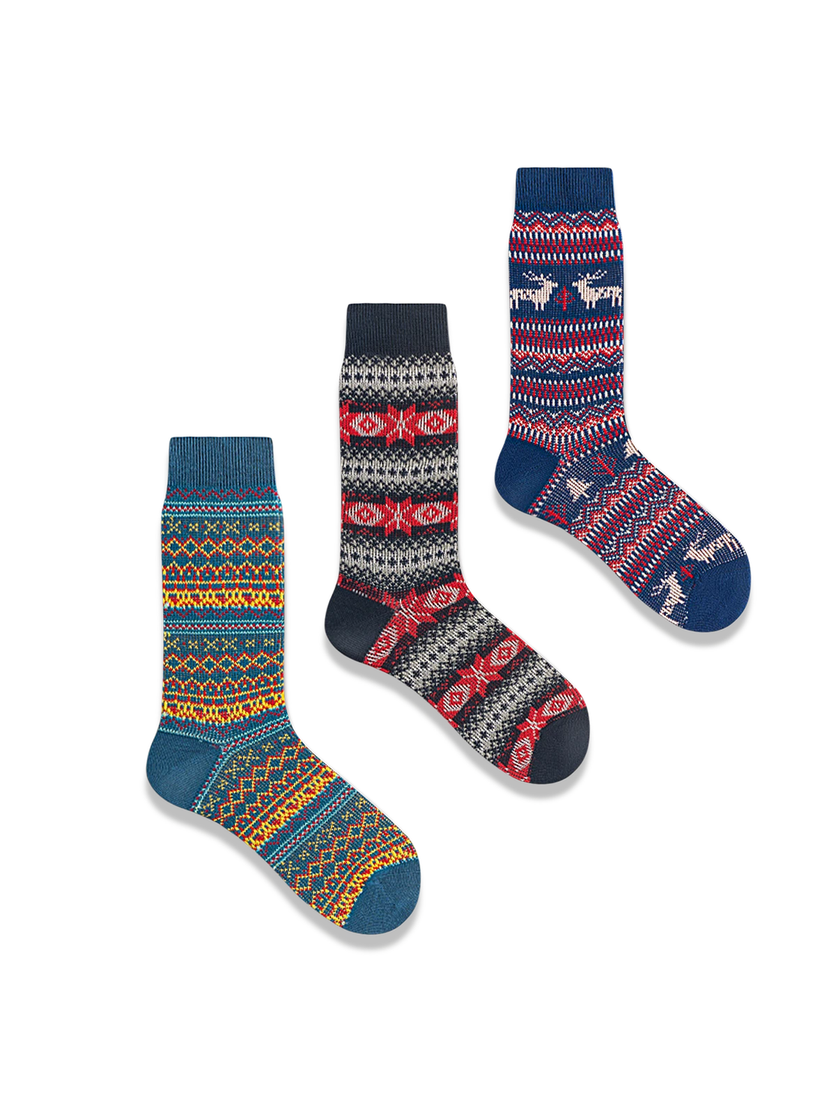 3足セット エスニック柄 厚手ソックス#PQ