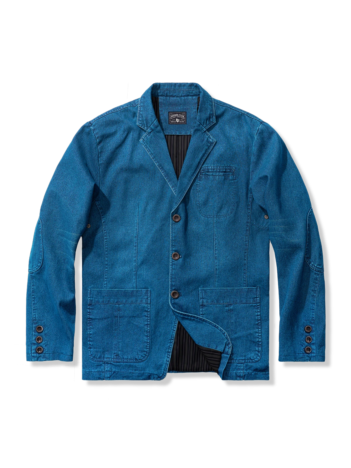 マルチストライプ裏地 デニムブレザージャケット