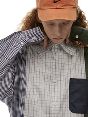 パッチワークチェック ポケットシャツ