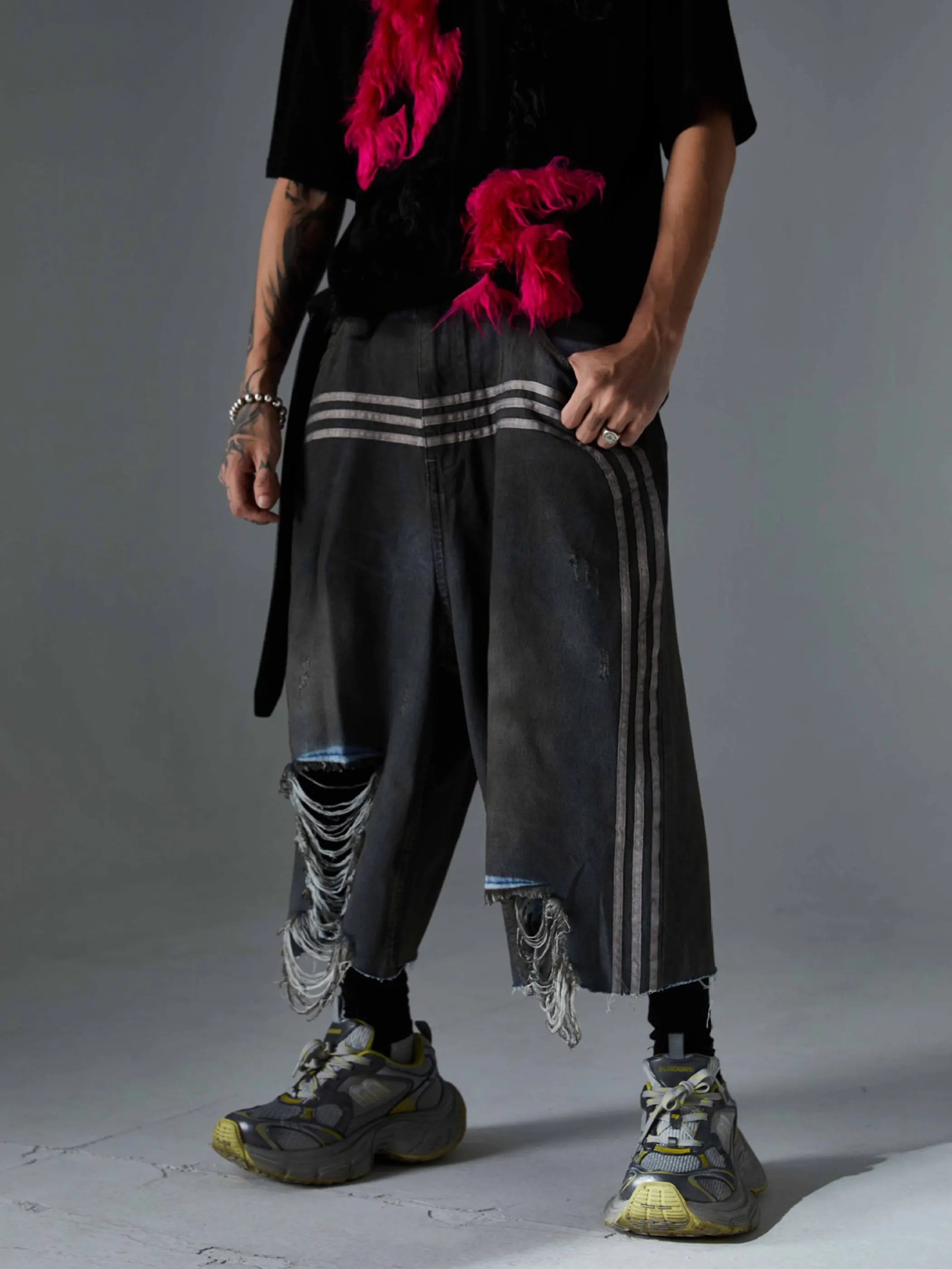 ストレートデニムショーツ正面全体
