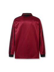 光沢ストライプ長袖フットボールポロ正面
