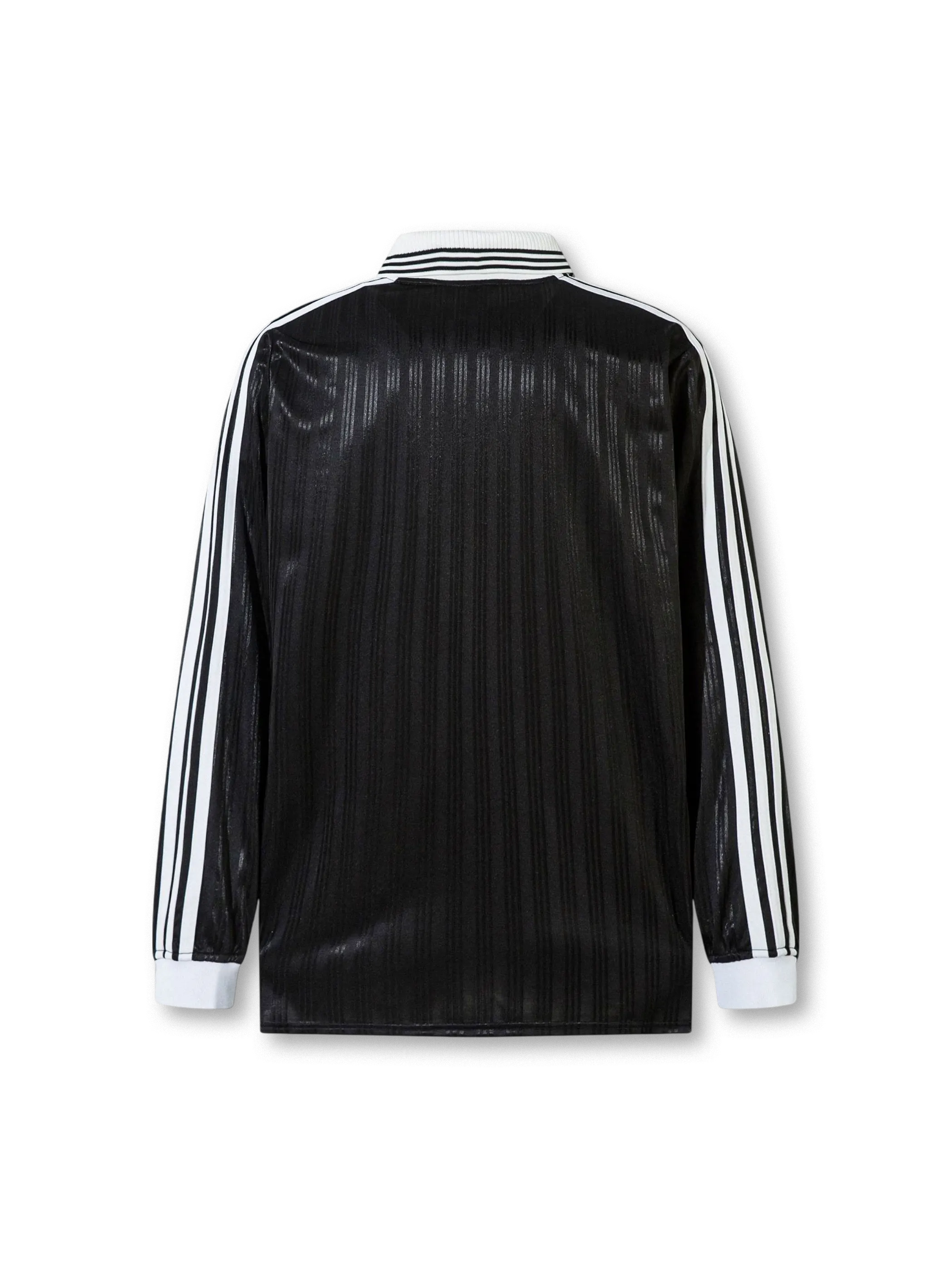 光沢ストライプ長袖フットボールポロ正面
