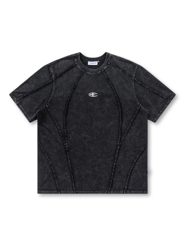 ウォッシュドパネルステッチTシャツ正面