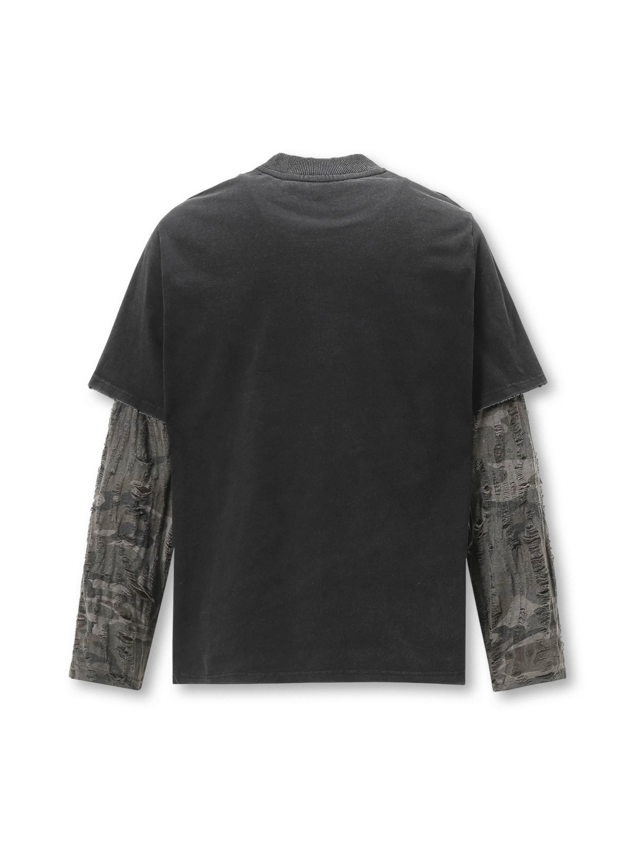 ウォッシュドレイヤードダメージロングTシャツ正面全体
