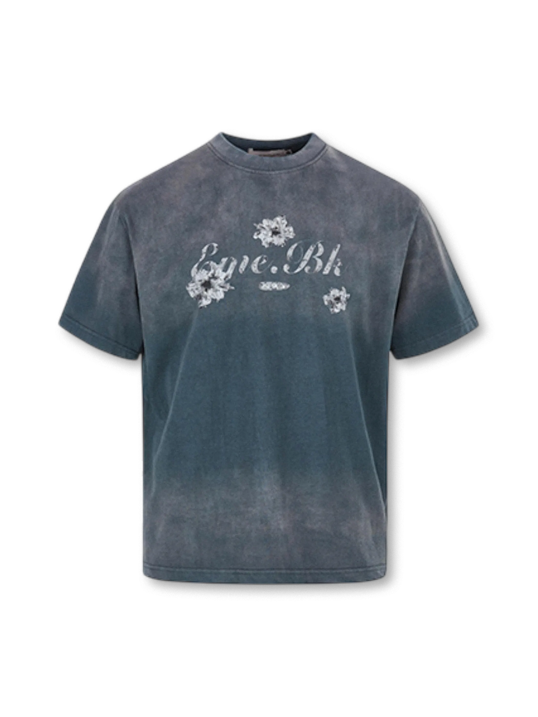 グラデーションブルーからグレーへの染め分けが映える正面ボクシーTシャツ