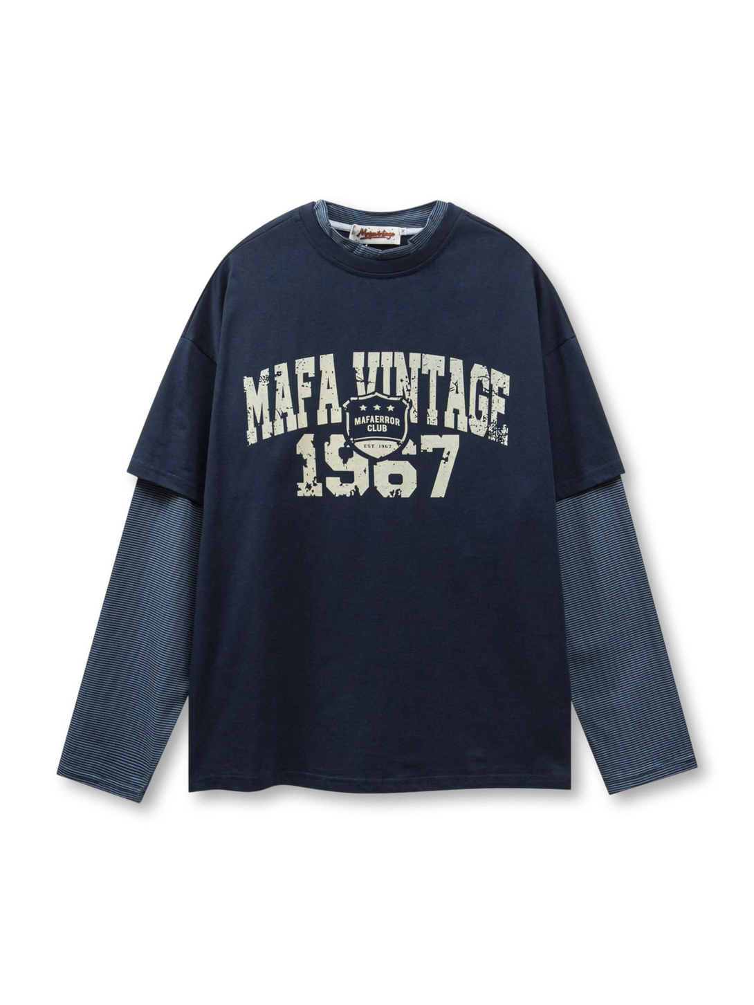 フェイクレイヤード長袖Tシャツ正面全体
