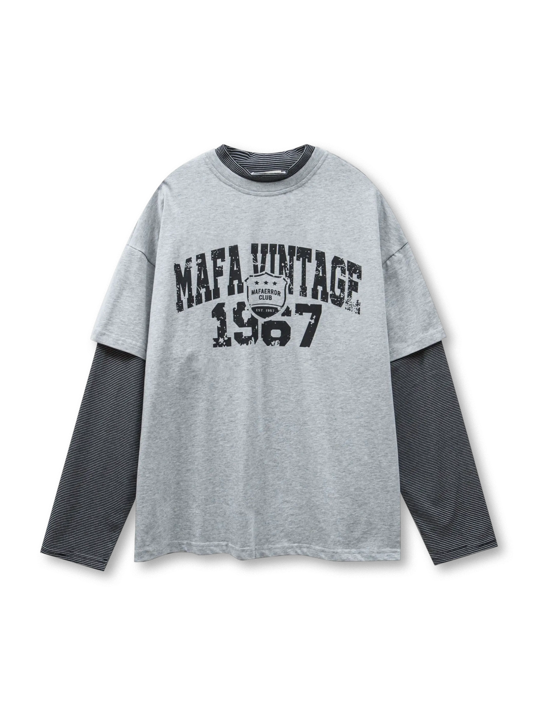 フェイクレイヤード長袖Tシャツ正面全体
