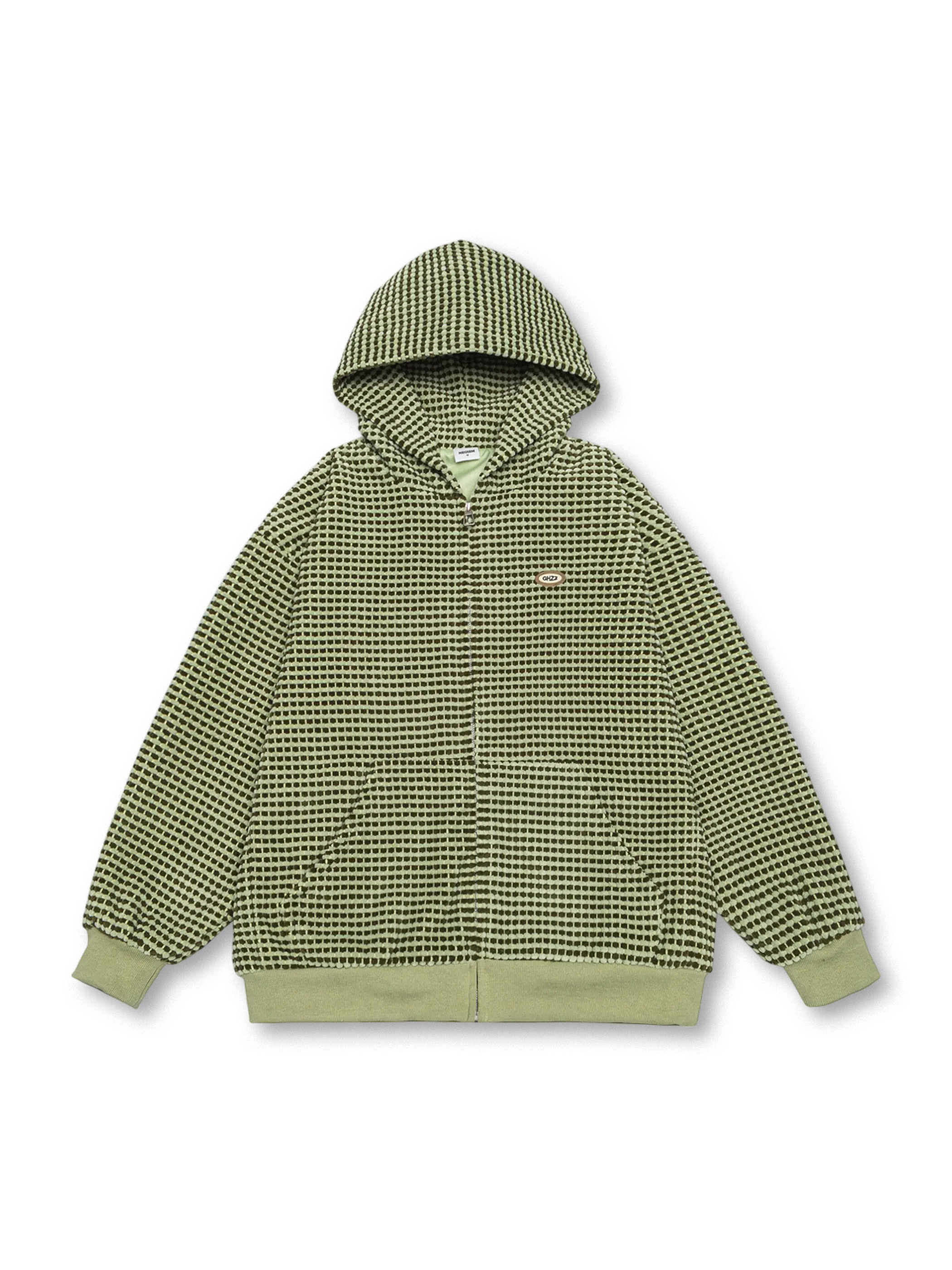 小格子フーディジャケット全体