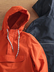 防風防水ハーフジップ フードプルオーバー