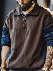 レトロコンビネーションハーフジップジャケット