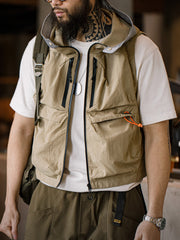 フード付き ナイロンベスト