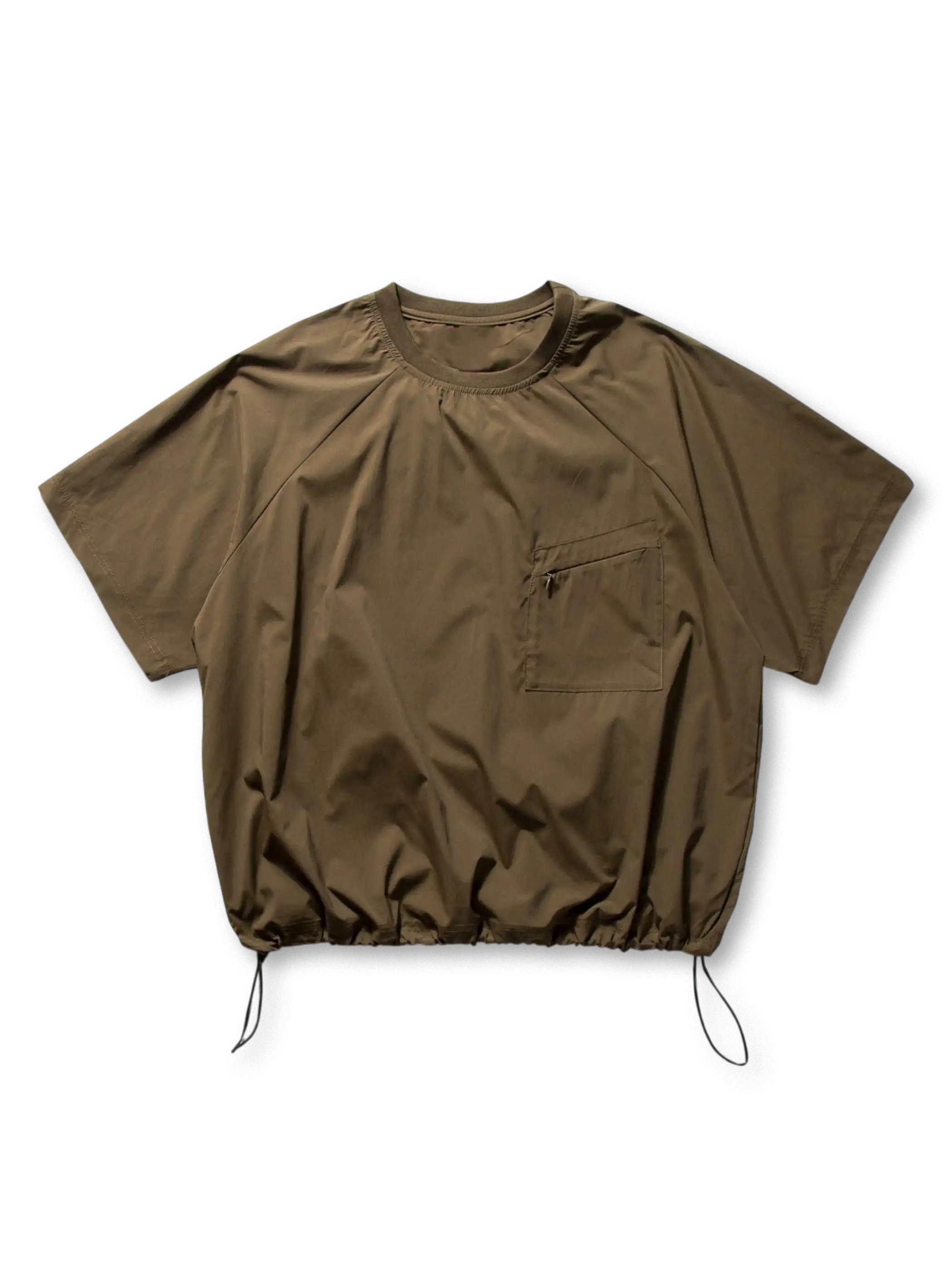 オリーブグリーンのドローストリングTシャツ２色展開