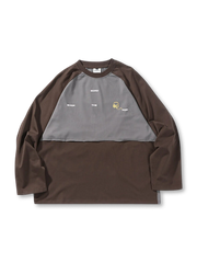 カラー配色のラグランスリーブ長袖Tシャツ