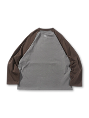 カラーブロック ラグランスリーブ ロングTシャツ