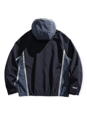 アウトドア マルチジッパー フーデッドパッチワークジャケット