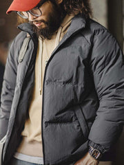 スタンドカラー 90%ホワイトダックダウンジャケット