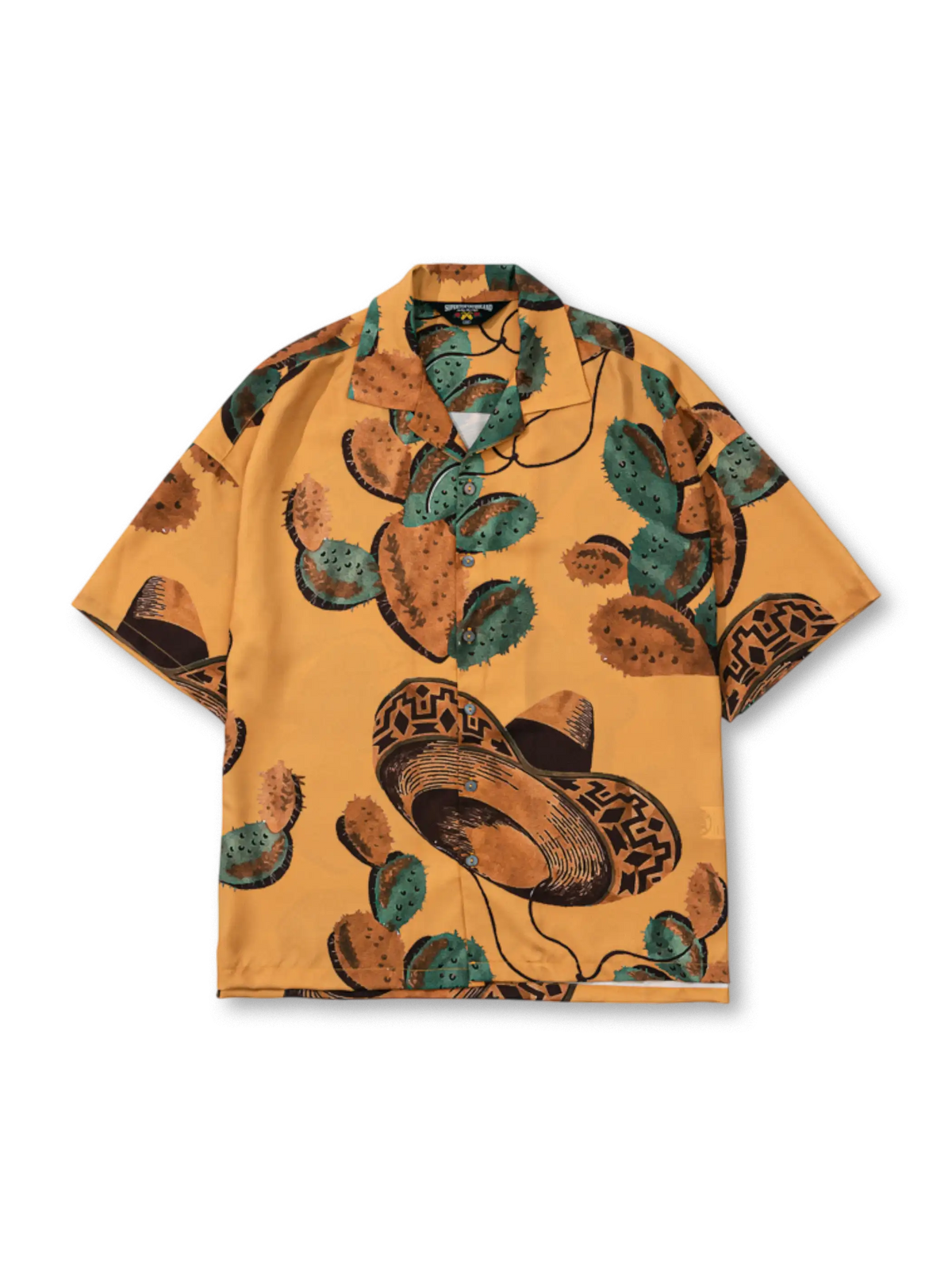 サボテンとソンブレロがプリントされたアロハシャツ
