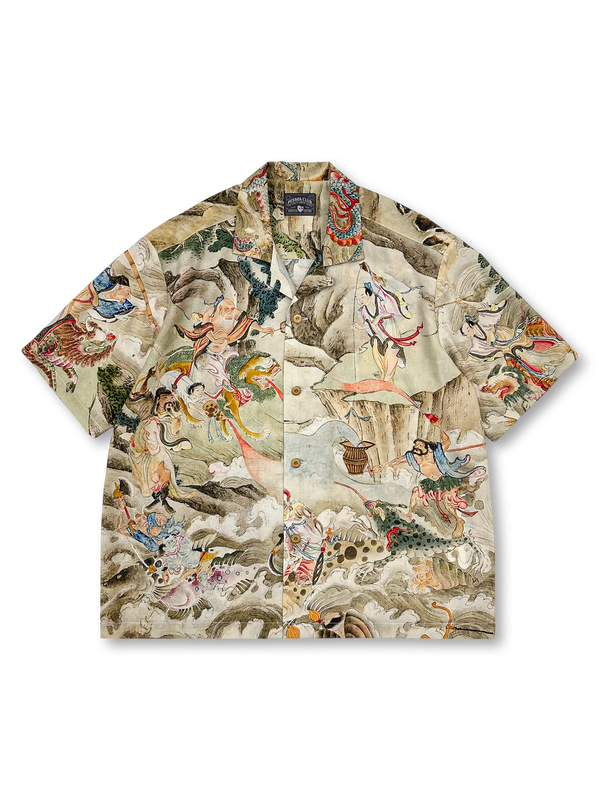 八仙過海デザインのTENCEL®キューバカラー半袖シャツ