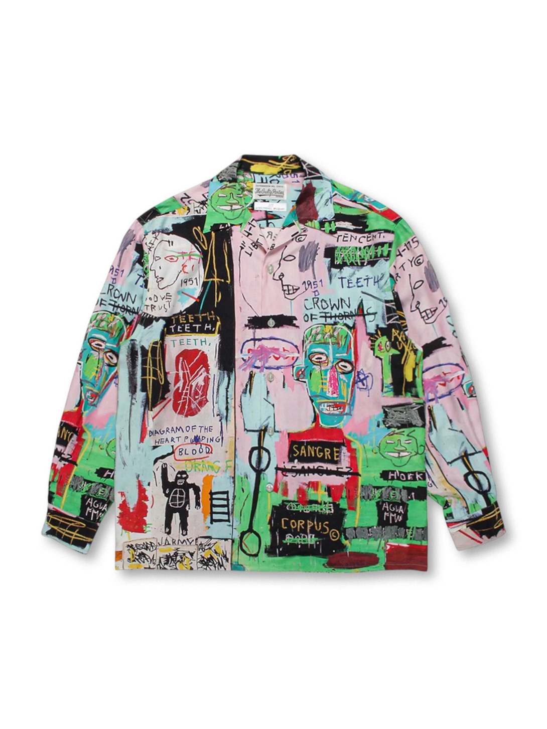 Wacko Maria × Basquiat オープンカラーシャツ前面と背面の全体図