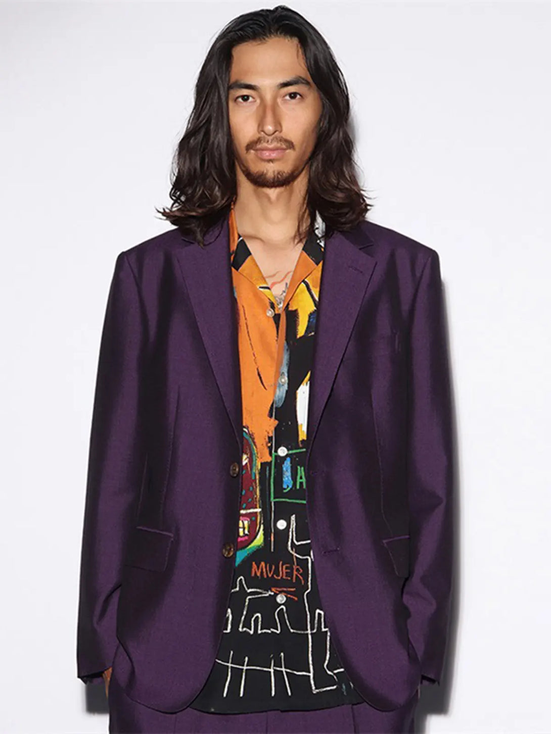 Wacko Maria × Basquiat オープンカラーシャツ前面と背面の全体図
