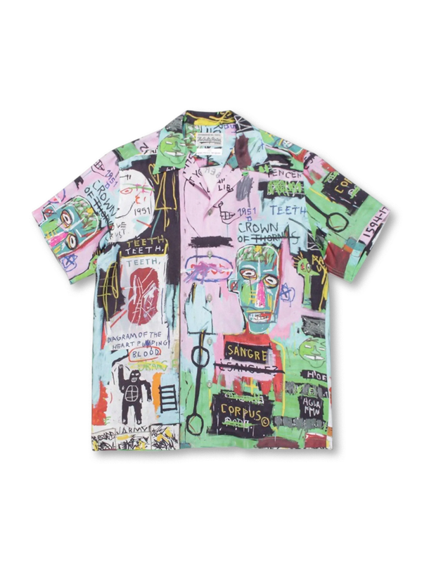  Wacko Maria × Basquiat グラフィティハワイアンシャツ正面全体
