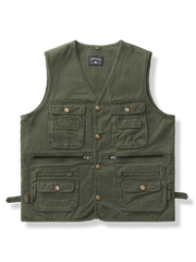 サイド裾調節可能なフラップ＆ファスナーポケット付きコットンカーゴパンツ。