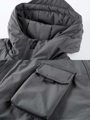 高機能 マルチポケット フード付き中綿ジャケット
