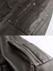 襟付き レザーフライトジャケット