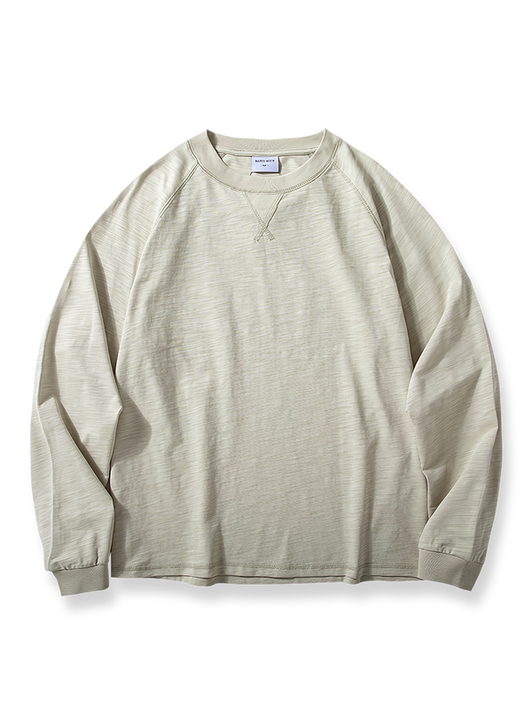 六色展開のスラブコットン長袖Tシャツ