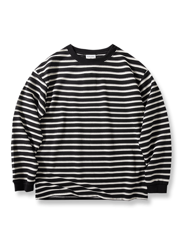 滑らかな肌触りのストライプ長袖Tシャツ