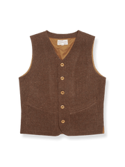 Mallalieus社製ウールツイードとコットンライニングを用いたチェック柄ハンティングベスト。