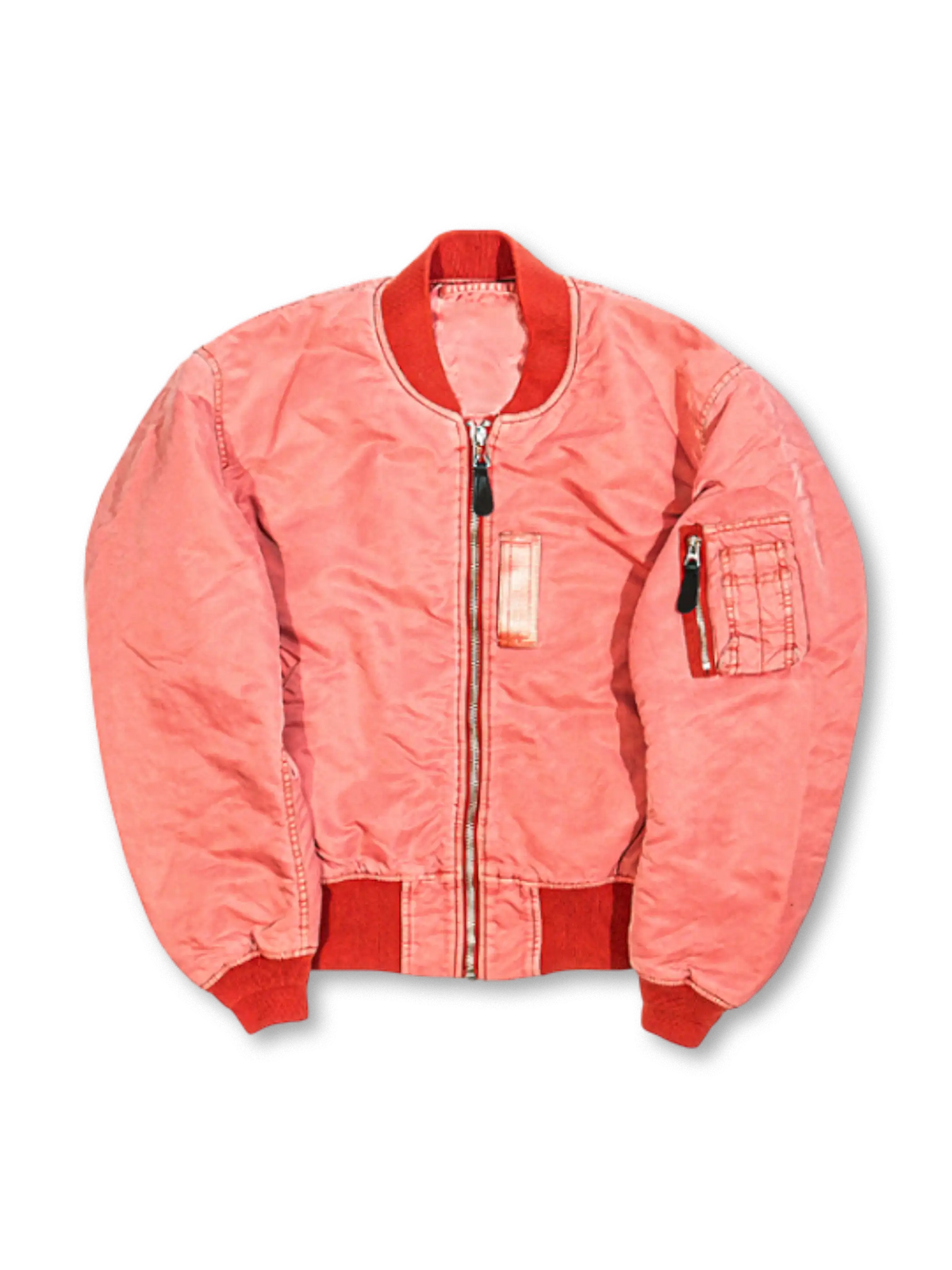 アメリカンヴィンテージ カラーブロック フライトジャケット オレンジ レッド MA-1 短丈 メンズ ストリート アウター