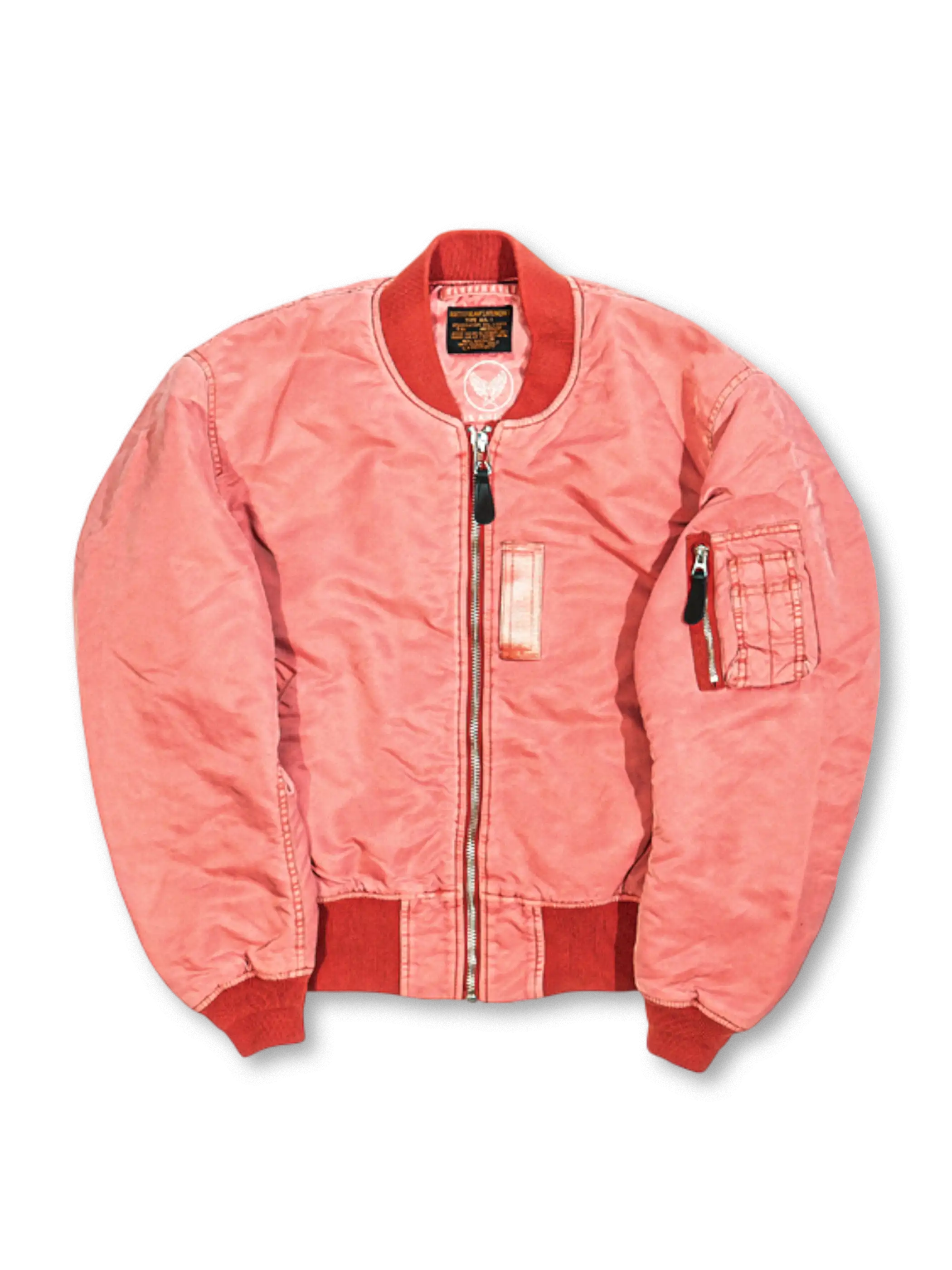 アメリカンヴィンテージ カラーブロック フライトジャケット オレンジ レッド MA-1 短丈 メンズ ストリート アウター