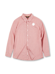 アメリカン千鳥格子柄の色織りコットン生地を使ったボタンダウン長袖シャツ